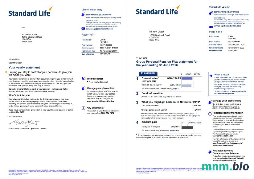 United Kingdom Standard Life rachunek za media szablon w formacie Word i PDF, 7 stron 1 2